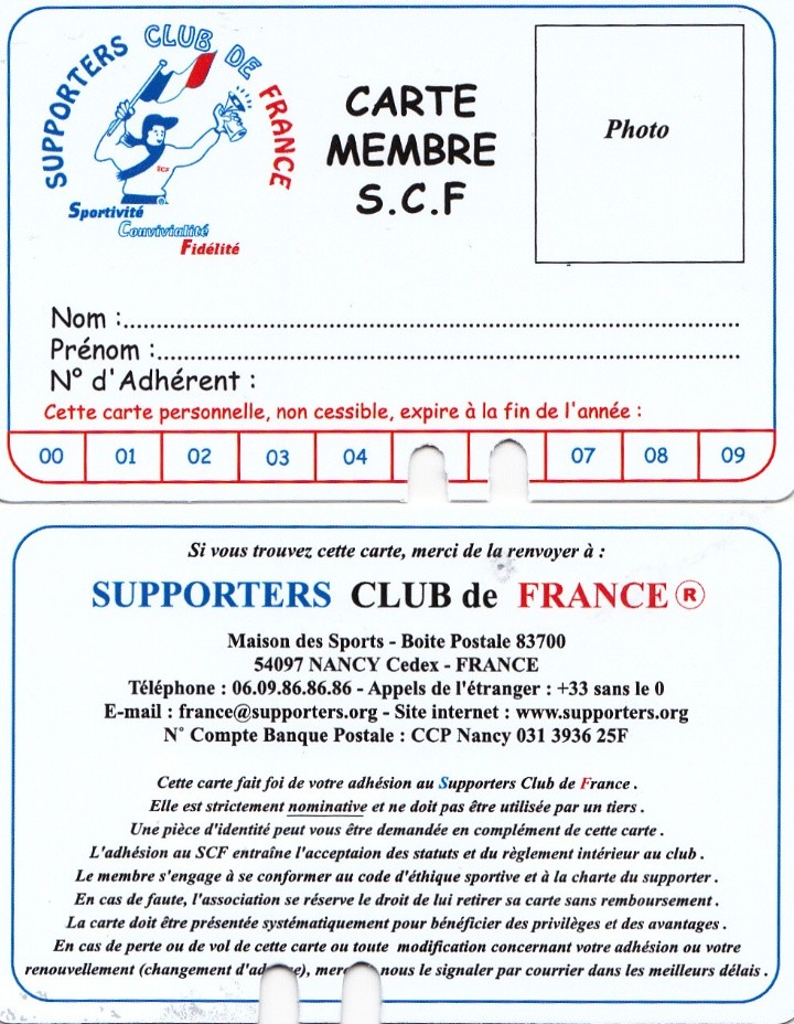 Carte de membre du SCF