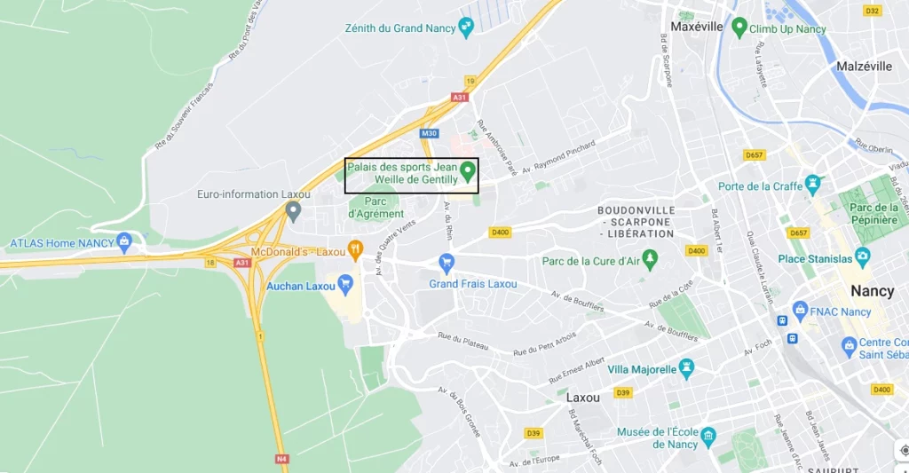 Plan RV Bus Supporters Club France Nancy gentilly