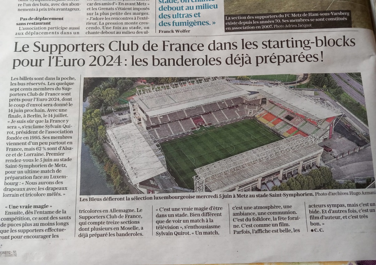 Article Presse Républicain Lorrain SCF avril 2024