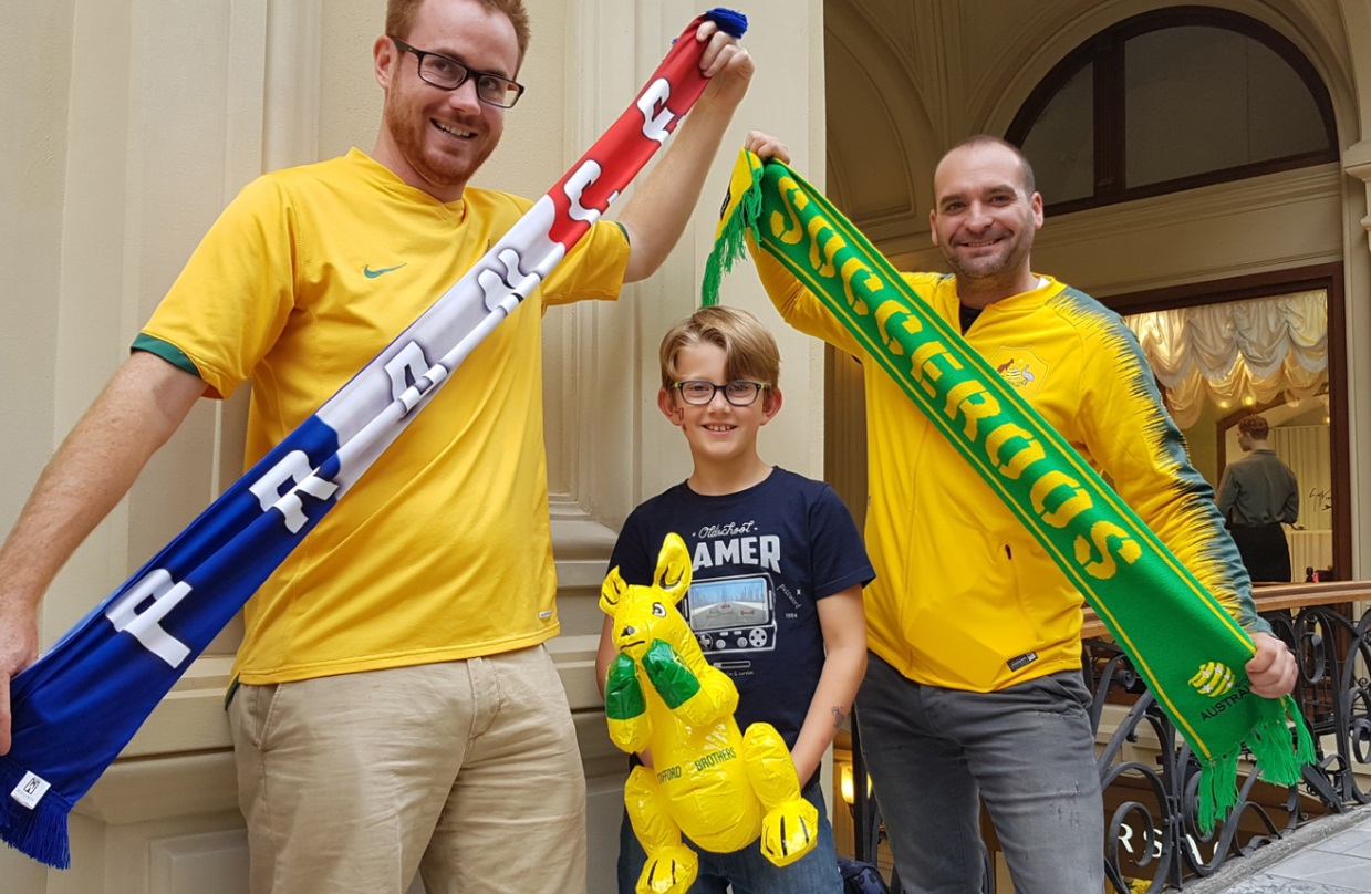 Leo avec supporters Australiens